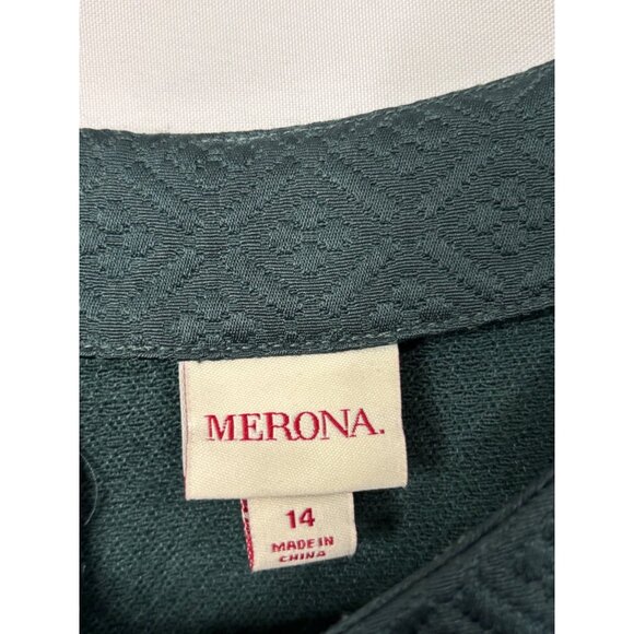 Merona Forest Green Textured Jacquard Sleeveless Dress - Picture 3 of 3